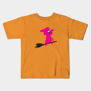 Halloween Witch on Broom Kids T-Shirt